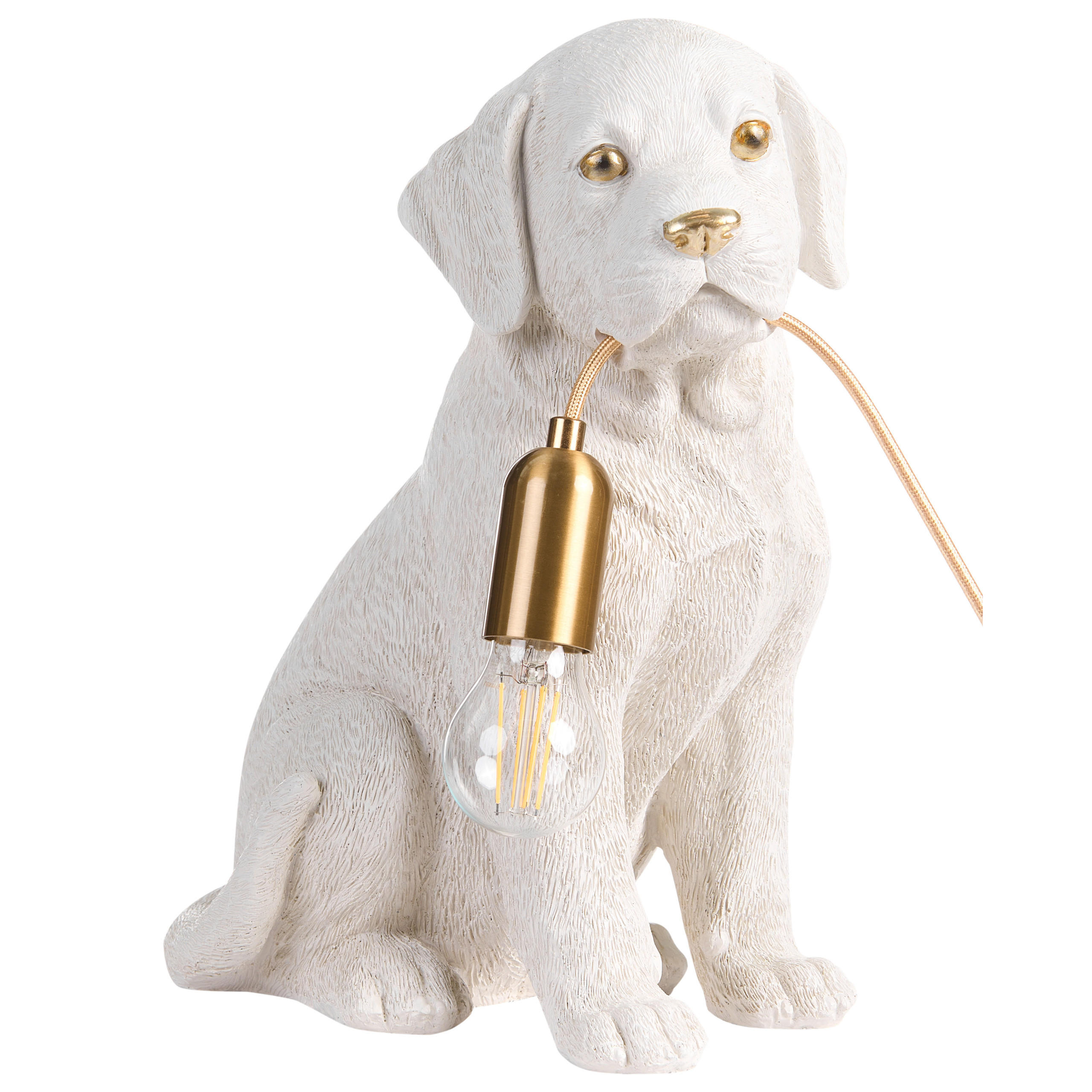 Beliani Tischlampe Weiß, Messing 28x41x23 cm