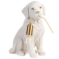 TISCHLAMPE Hund Weiß Lucky - Messingfarben/Weiß, Kunststoff (23/28/41cm) - Beliani