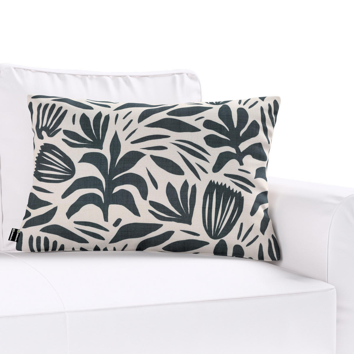 KISSENHÜLLE Botanic schwarz- weiss, 47x28 cm - Schwarz, Textil (47/28cm) - Dekoria