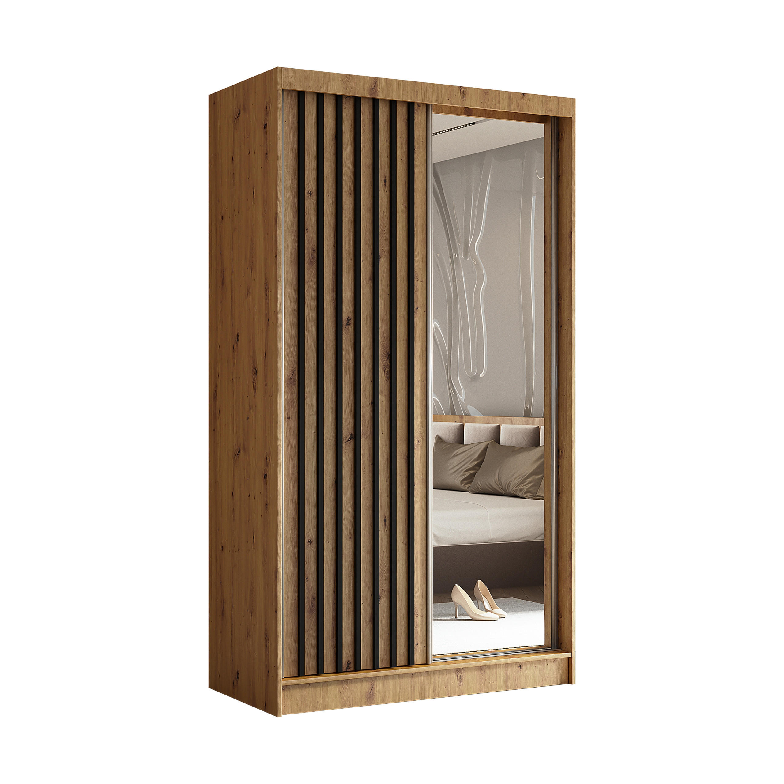 Masseno Schwebetürenschrank Eiche Artisan 120x216x61 cm
