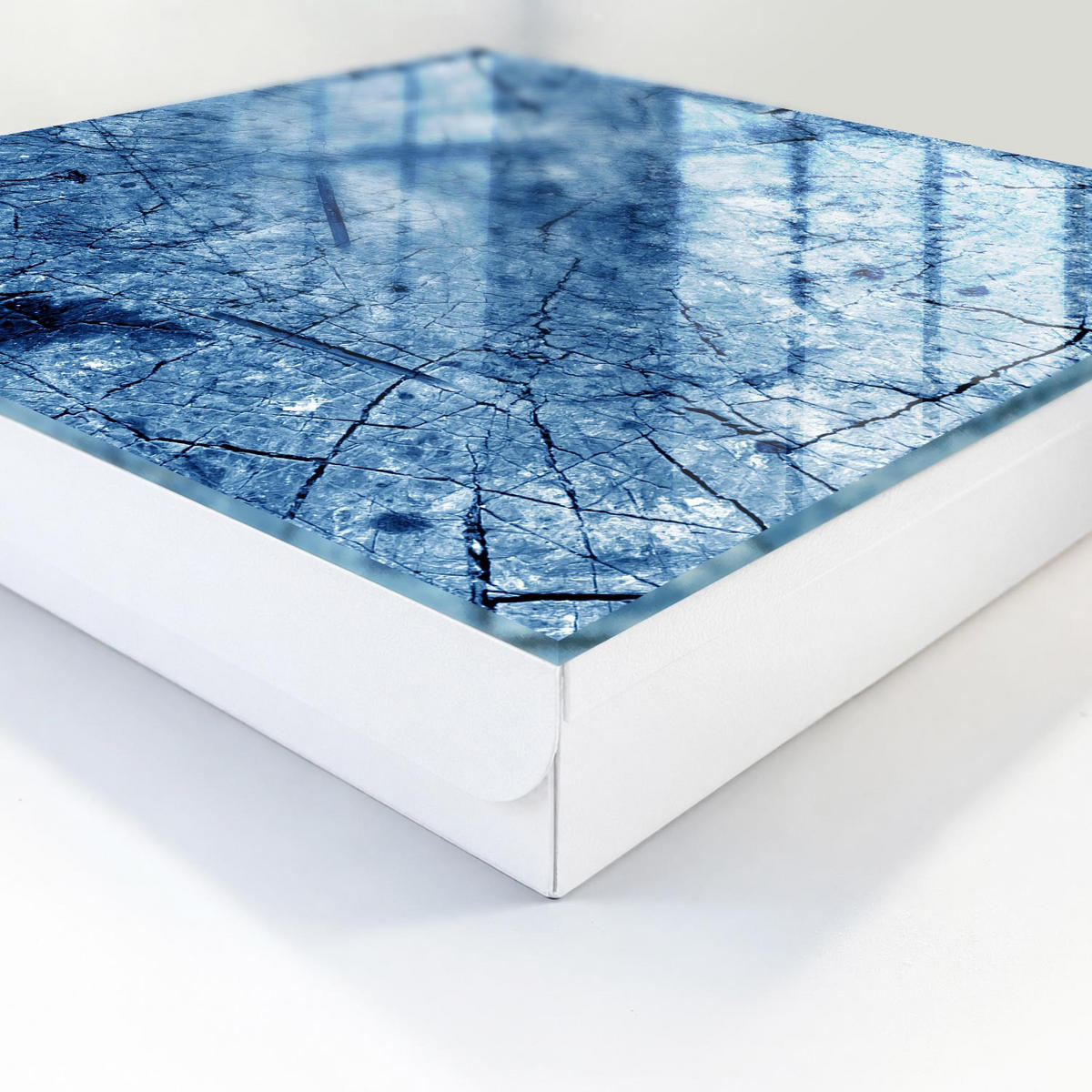 SCHLÜSSELBOX Weiß 30x30 cm – Türöffnung nach rechts - Blaue Textur - Blau, Metall (30/30/5cm) - TULUP