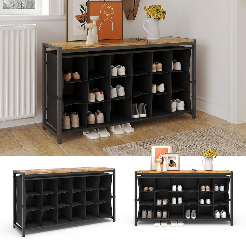 SCHUHREGAL Fyrk Eiche rustikal 100 x 54.5 cm - Wildeiche, Holzwerkstoff (100/54.5/30cm) - Vicco