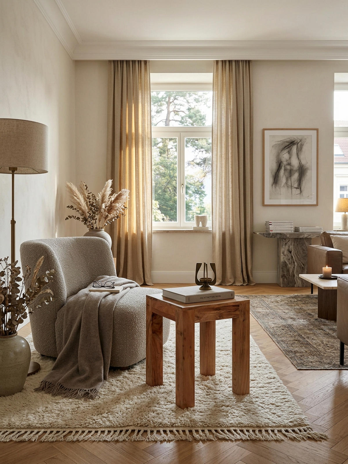 COUCHTISCH Massivholz Handgefertigt Edelholz Design, Beige 35x35x45 cm - Beige, Holz (35/35/45cm) - KADIMA DESIGN