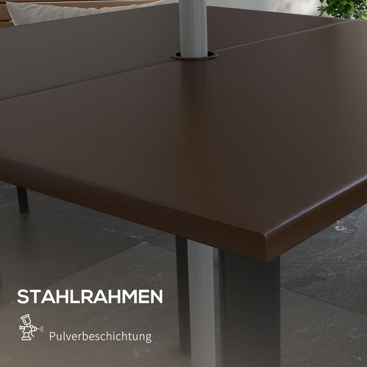 GARTENTISCH, Bistrotisch, Braun, Stahl - Braun, Metall (100/100/72cm) - Outsunny