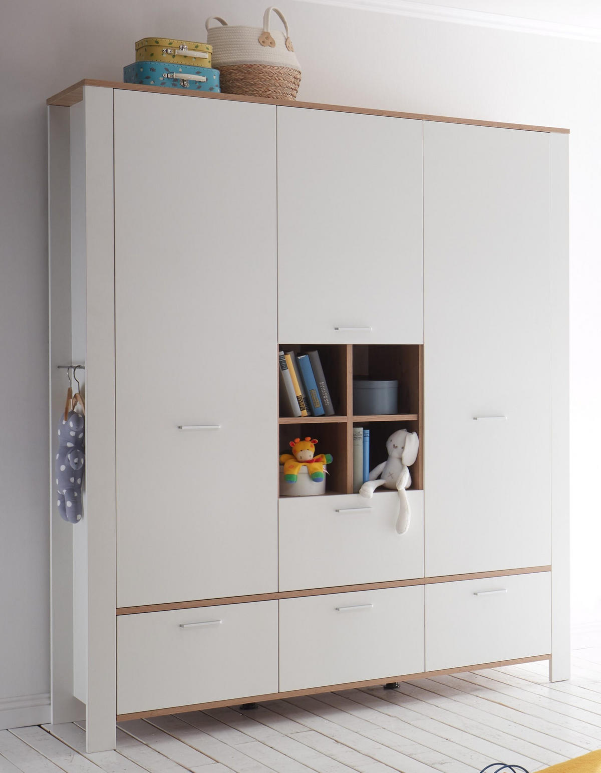 BABYZIMMER Adele in Weiß und Asteiche 4 teilig - Weiß, Holzwerkstoff (120/200/80cm)
