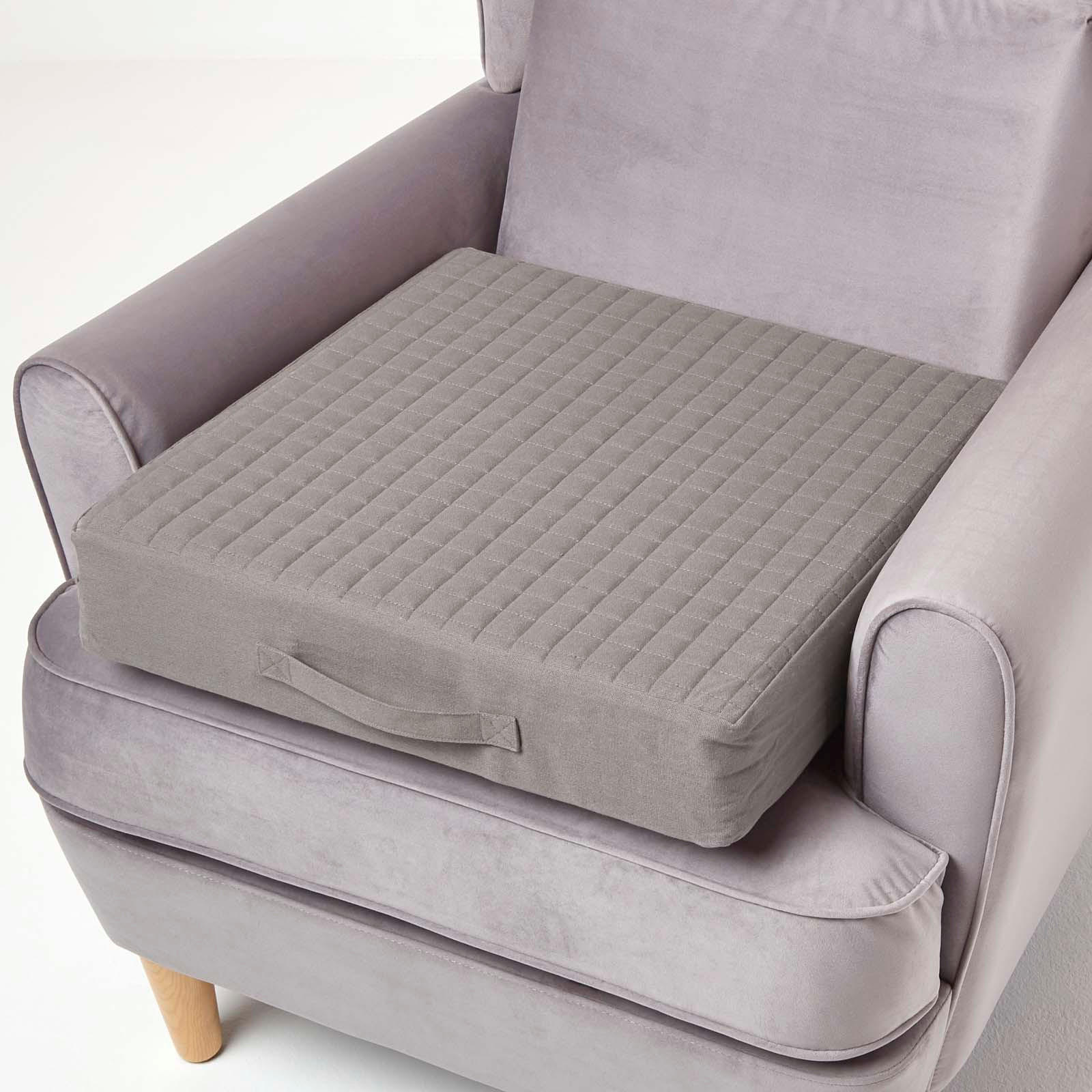 SITZKISSEN-BEZUG grau 50/50/10 – Kissenhülle wattiert, Baumwolle - Grau, Textil (50/50/10cm) - Homescapes