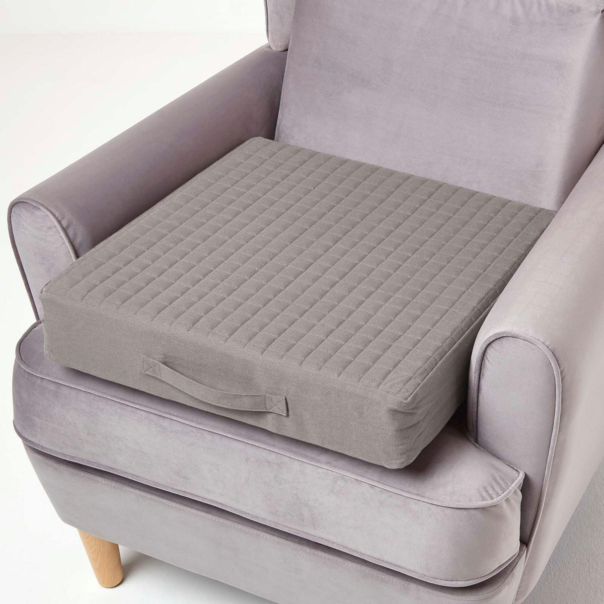 SITZKISSEN-BEZUG grau 50/50/10 – Kissenhülle wattiert, Baumwolle - Grau, Textil (50/50/10cm) - Homescapes