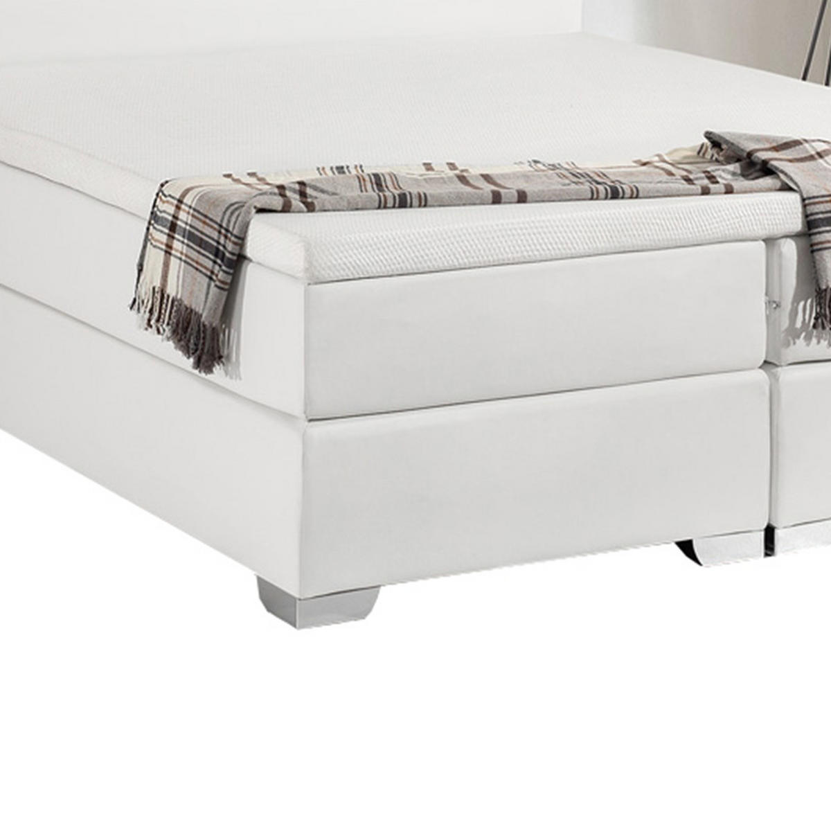 BOXSPRINGBETT 180/200cm Weiß President - Weiß, Kunststoff/Textil (180/200cm) - Beliani