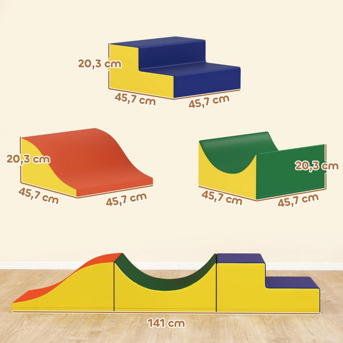 KONSTRUKTIONSSPIELZEUG Bauset Gelb - Gelb, Leder (45.7/20.3/141cm) - Korfee
