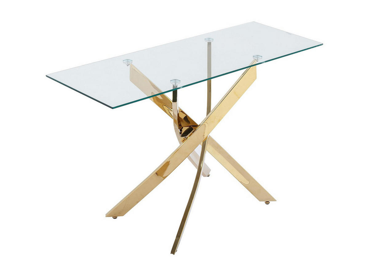 KONSOLENTISCH - 120 cm x 44.5 cm - Glas - Transparent, Goldfarben - COSIMA - Transparent/Goldfarben, Glas (44.5/120/75cm) - Vente-Unique