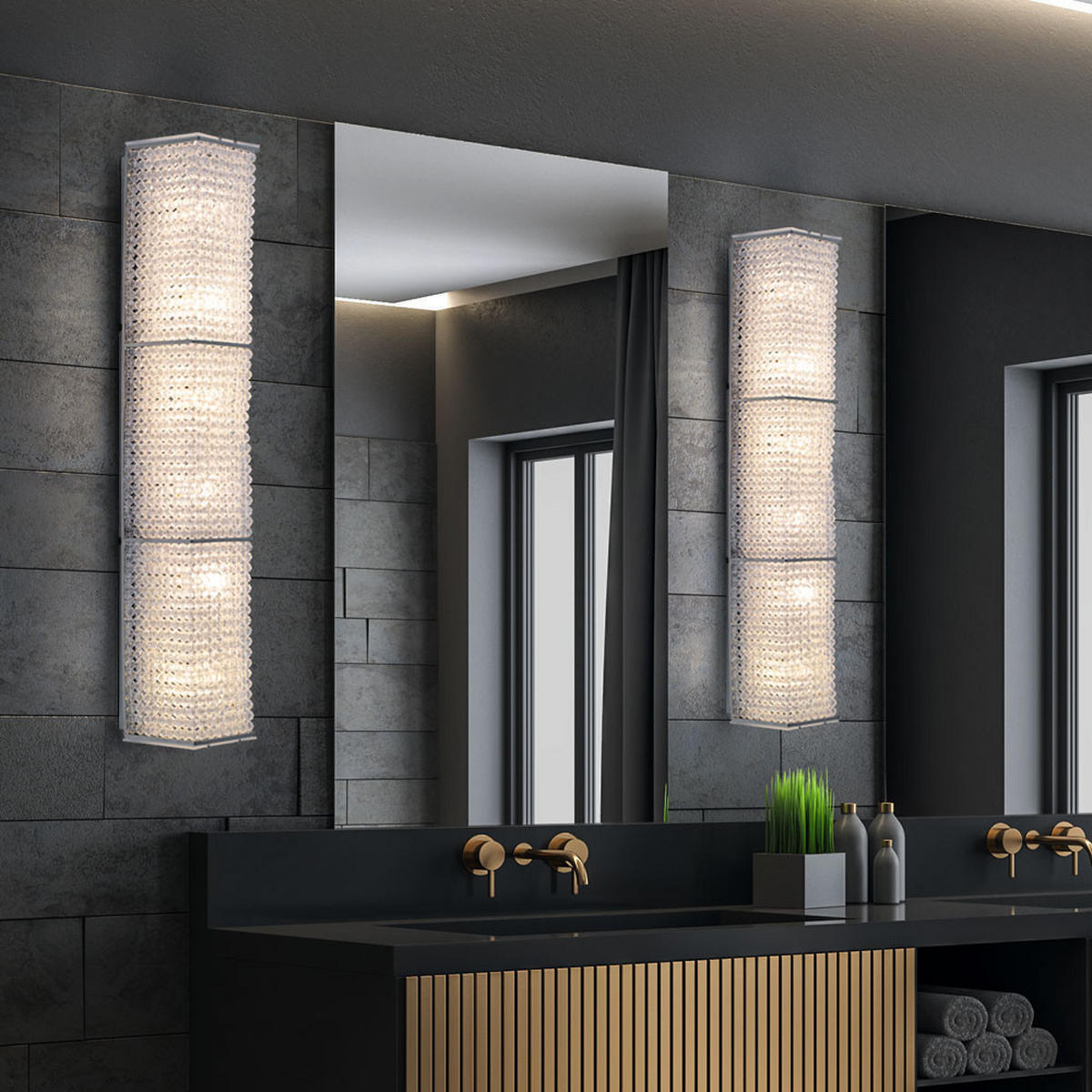 WANDLEUCHTE Caloy Silber Kristalloptik - Silberfarben, Metall (11.5/8/56cm) - Globo Lighting