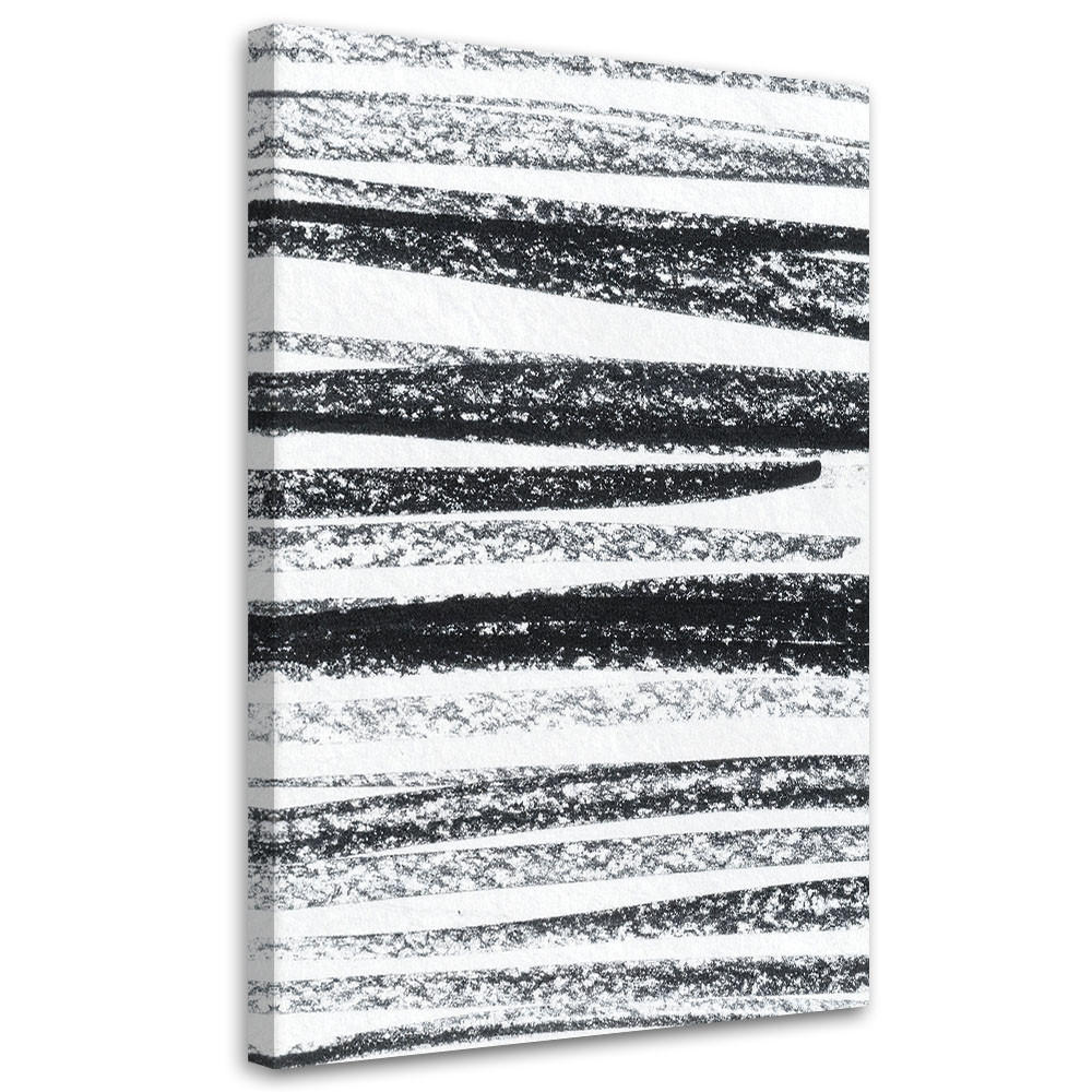 LEINWANDBILD Horizontale Linien-Abstraktion 80x120cm - Schwarz, Textil (80/120cm) - Feeby