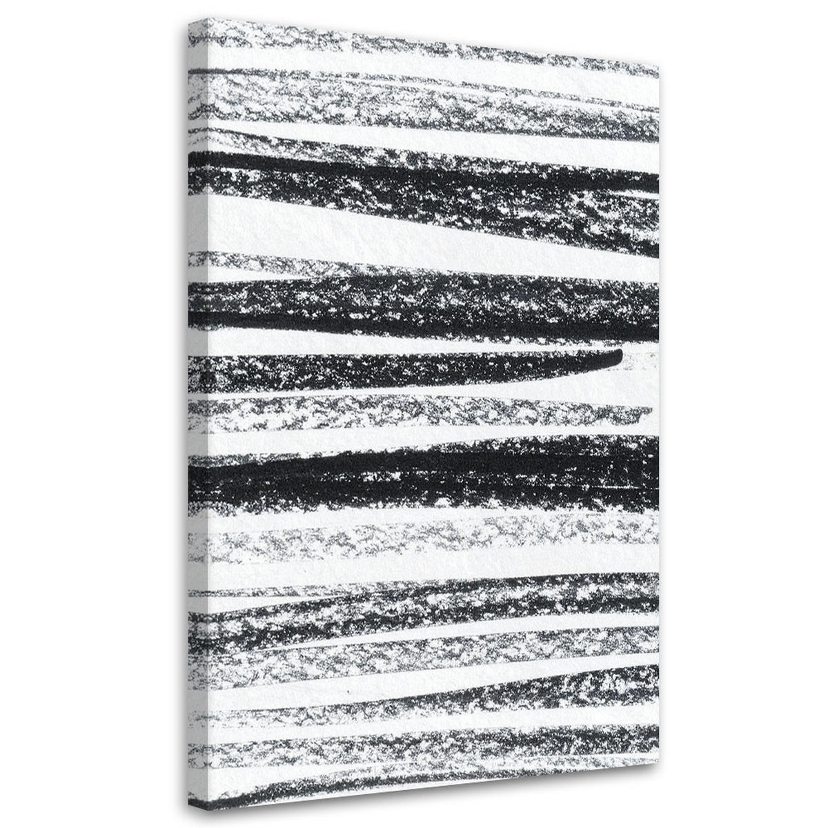 LEINWANDBILD Horizontale Linien-Abstraktion 80x120cm - Schwarz, Textil (80/120cm) - Feeby