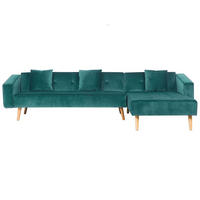 ECKSOFA Samtstoff Grün Vadso - Hellgrün, Textil (303/98cm) - Beliani