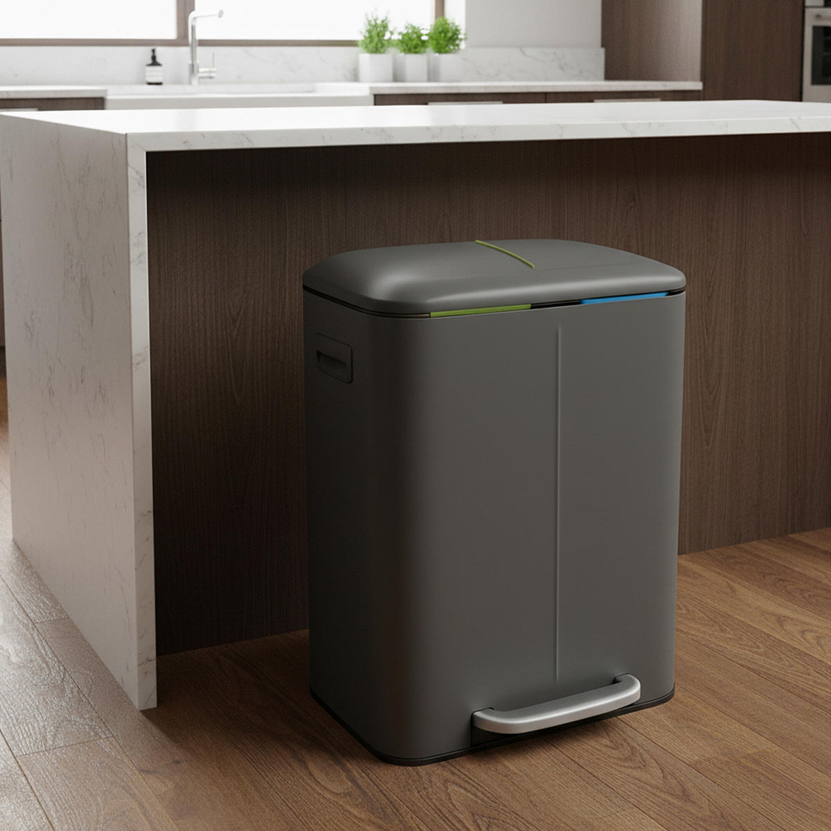 MÜLLEIMER - Grau, Kunststoff/Metall (44.5/60/41cm) - Relaxdays