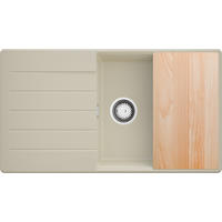 SPÜLBECKEN Kopenhagen, 2-er set Beige 90/50 cm 1 Becken + Ablauf-Set + Schneidebrett ab 60er Unterschrank - Chromfarben/Beige, Kunststoff (90/20/50cm) - Primagran