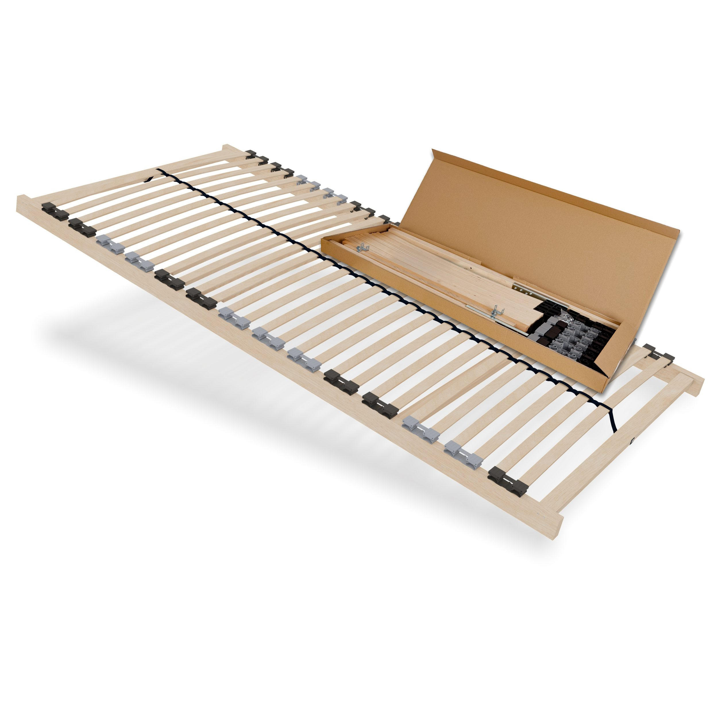LATTENROST DreamBase – 100/200 cm, 7 Zonen - Eschefarben, Holz/Metall (100/200cm) - Schlaftroll