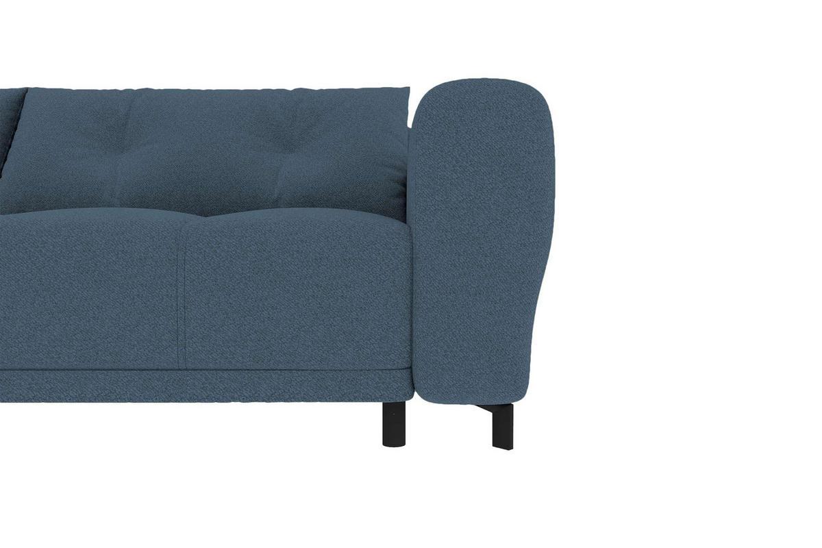ECKSOFA Massimo Strukturstoff Dunkelblau inkl. Schlaffunktion Links - Schwarz/Dunkelblau, Textil/Metall (246/177cm) - 99rooms