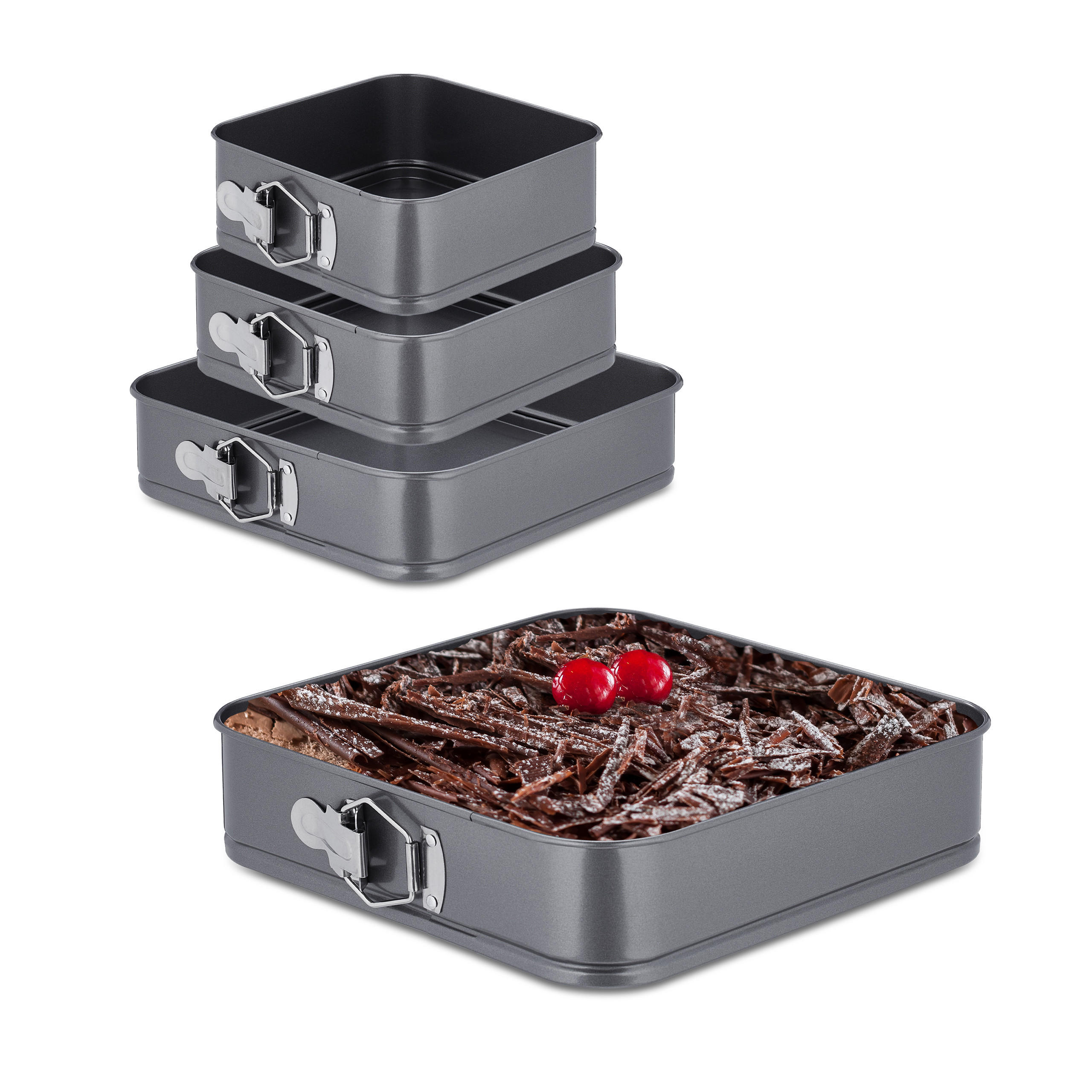 4-TLG.SPRINGFORM-SET - Anthrazit, Metall (28/6.5/28cm) - Relaxdays