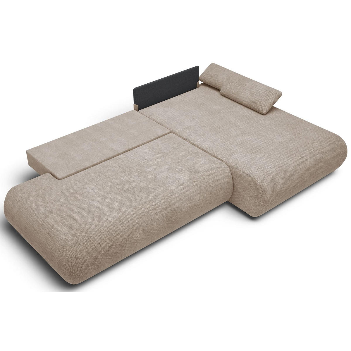 ECKSOFA Armone Beige Chenille - Beige/Schwarz, Kunststoff/Textil (173.5/286cm) - Selsey