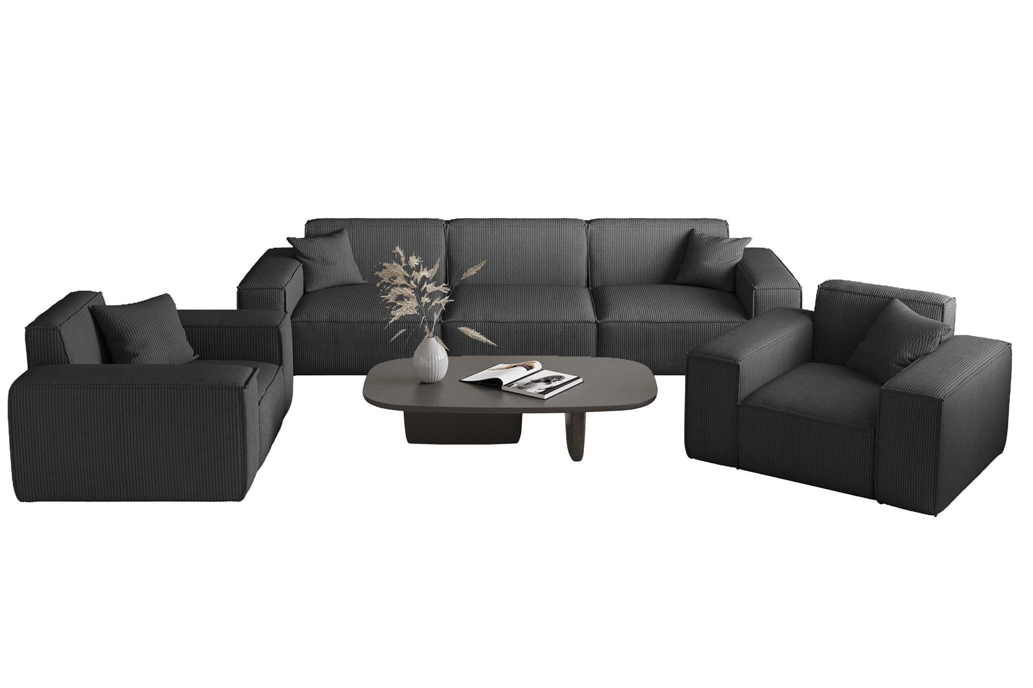 Fun Möbel Sofaset Anthrazit 225x73x88 cm