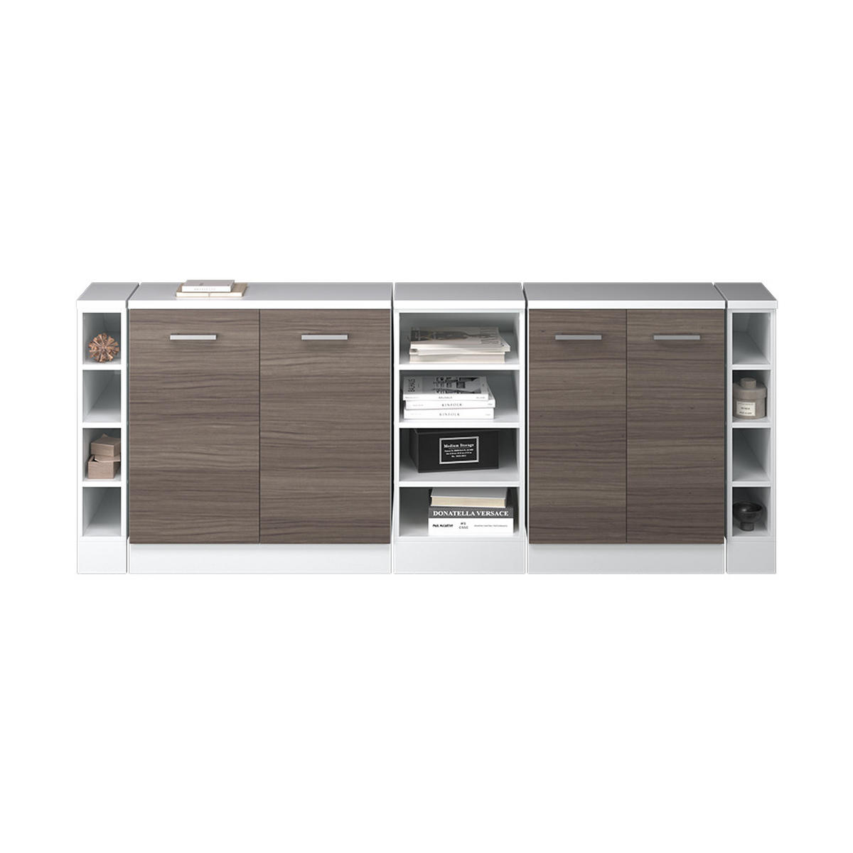 KUHINJSKI ORMAR ZA KOSINE KROVA R-Line Plemenita Siva 210 cm Set od 5 ormarićnih korpusa, dubina 60 cm - bijela/siva, drvni materijal (210/83.8/60cm) - Vicco