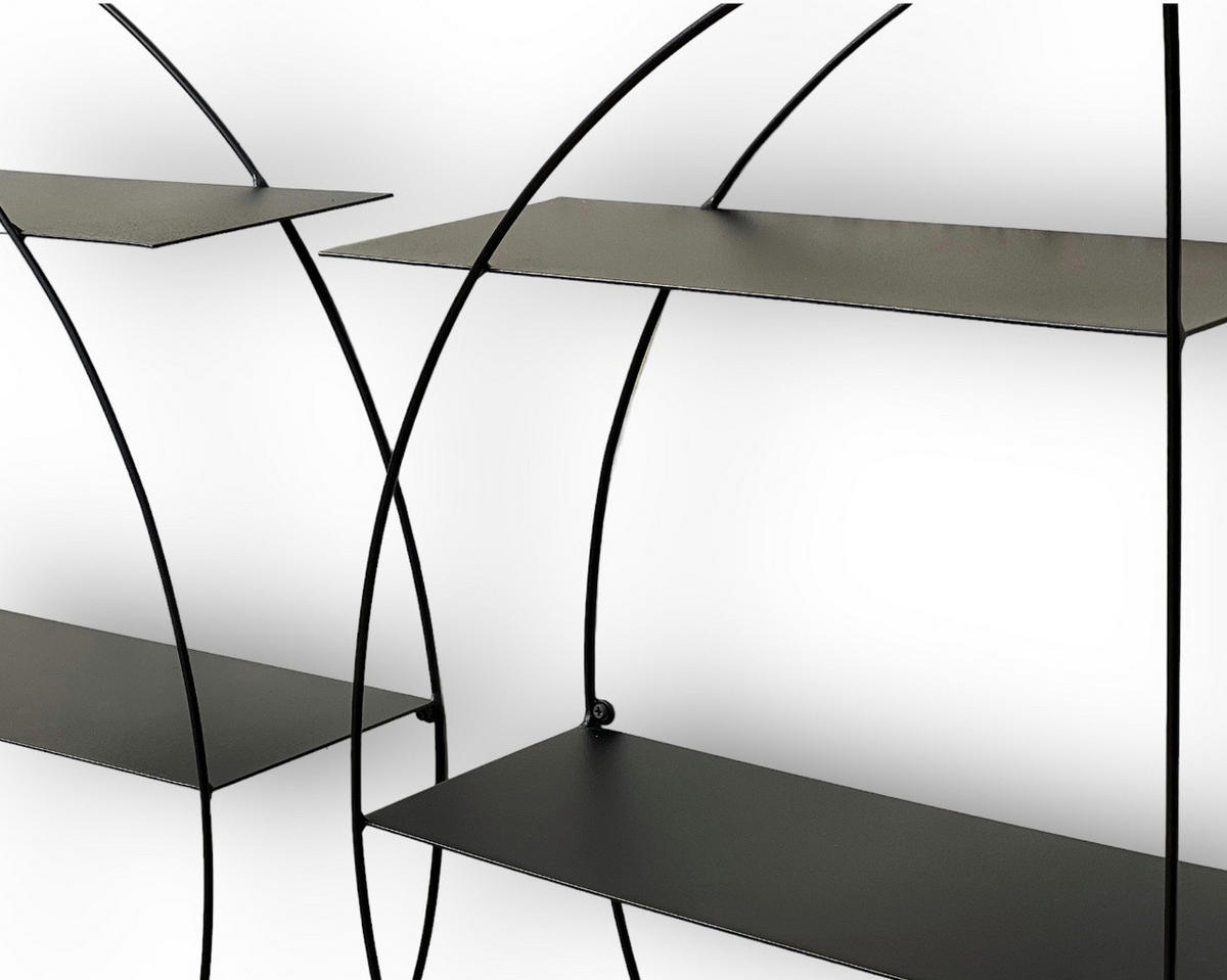 WANDREGAL rund 2-teilig Metall Schwarz 80/16/80 cm - Schwarz, Metall (80/80/16cm) - DanDiBo