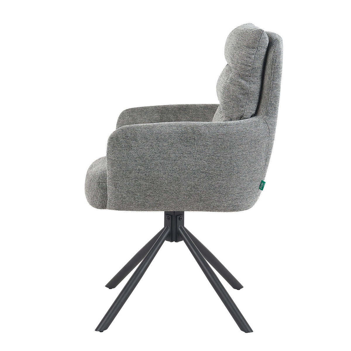 ARMLEHNSTUHL Mika-Jana 2er-Set - Schwarz/Grau, Textil/Metall (59/94/66cm) - DUBI Möbel