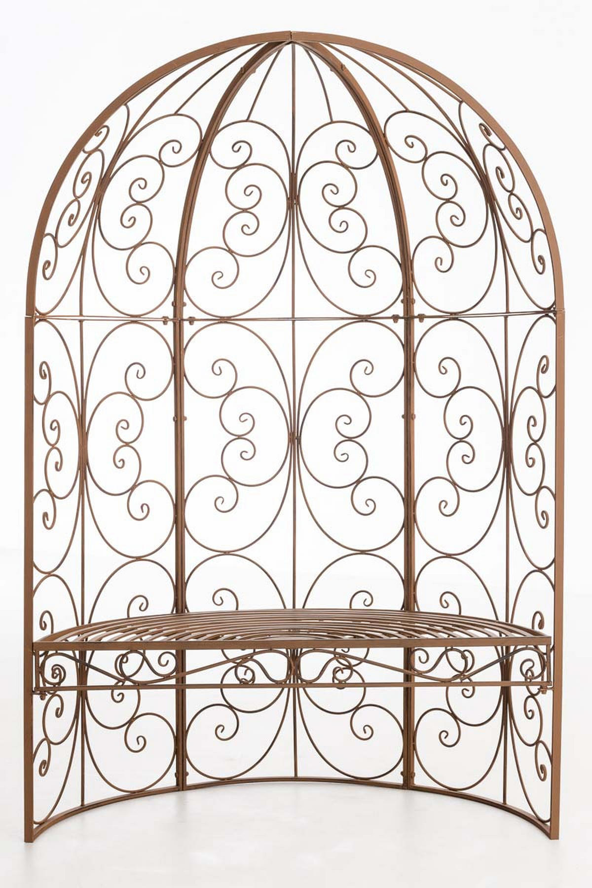 HALBPAVILLON mit Sitzbank Boston Metall Antik braun Gartenbank - Braun, Metall (120/178/58cm) - DELUKE