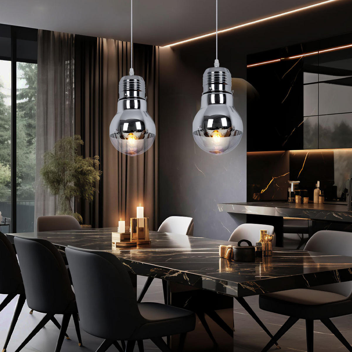 HÄNGELEUCHTE Glas Chrom Silber - Silberfarben, Glas (15/15/120cm) - Brilliant