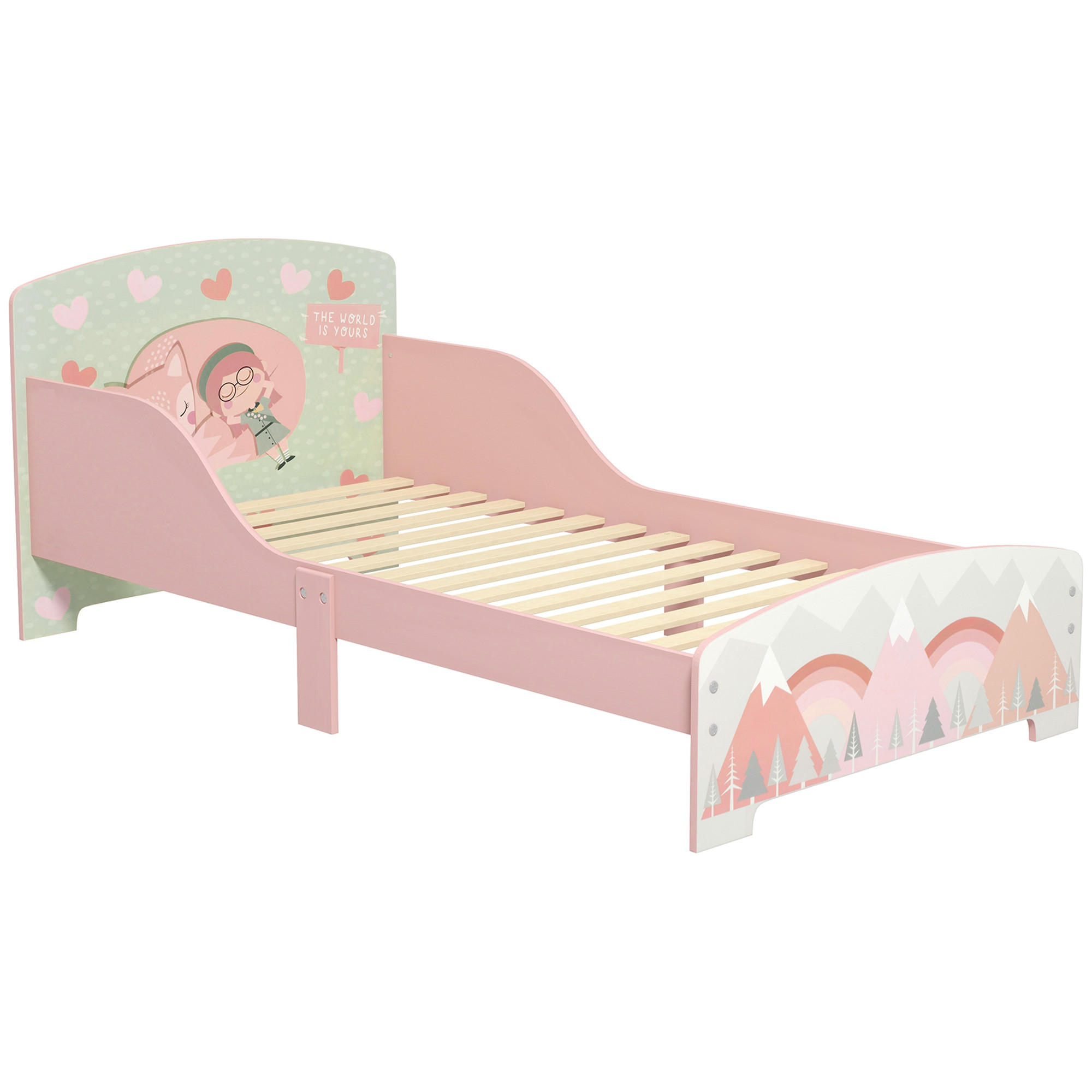 KINDERBETT 140x70 cm DE-14625 mit Sicherheitsbarrieren und Tiermotiv Rosa - Pink, Holzwerkstoff (70/140cm) - ComfortXL