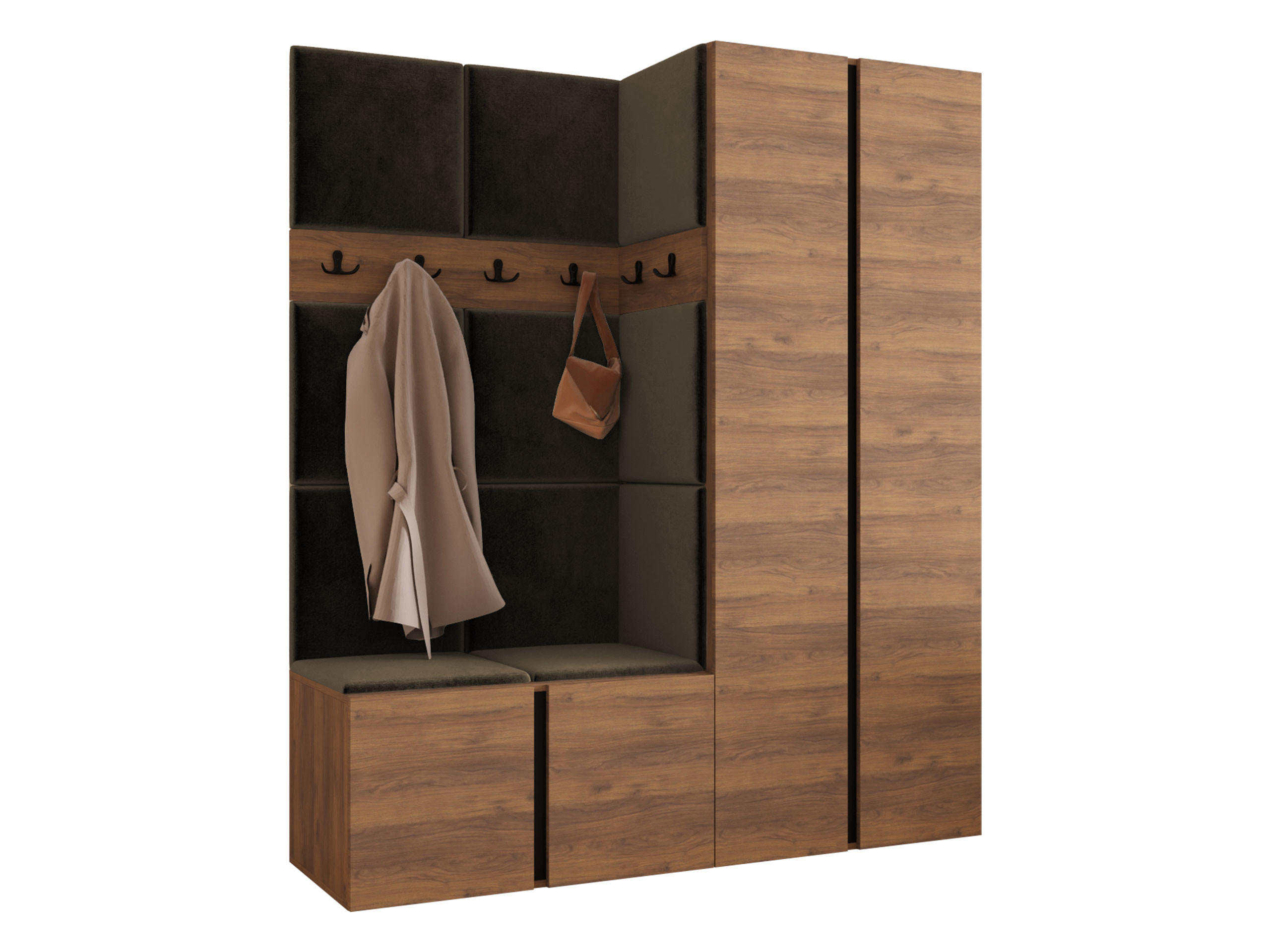 Mirjan24 Garderoben-Set Nussbaum, Braun 158x186x46 cm