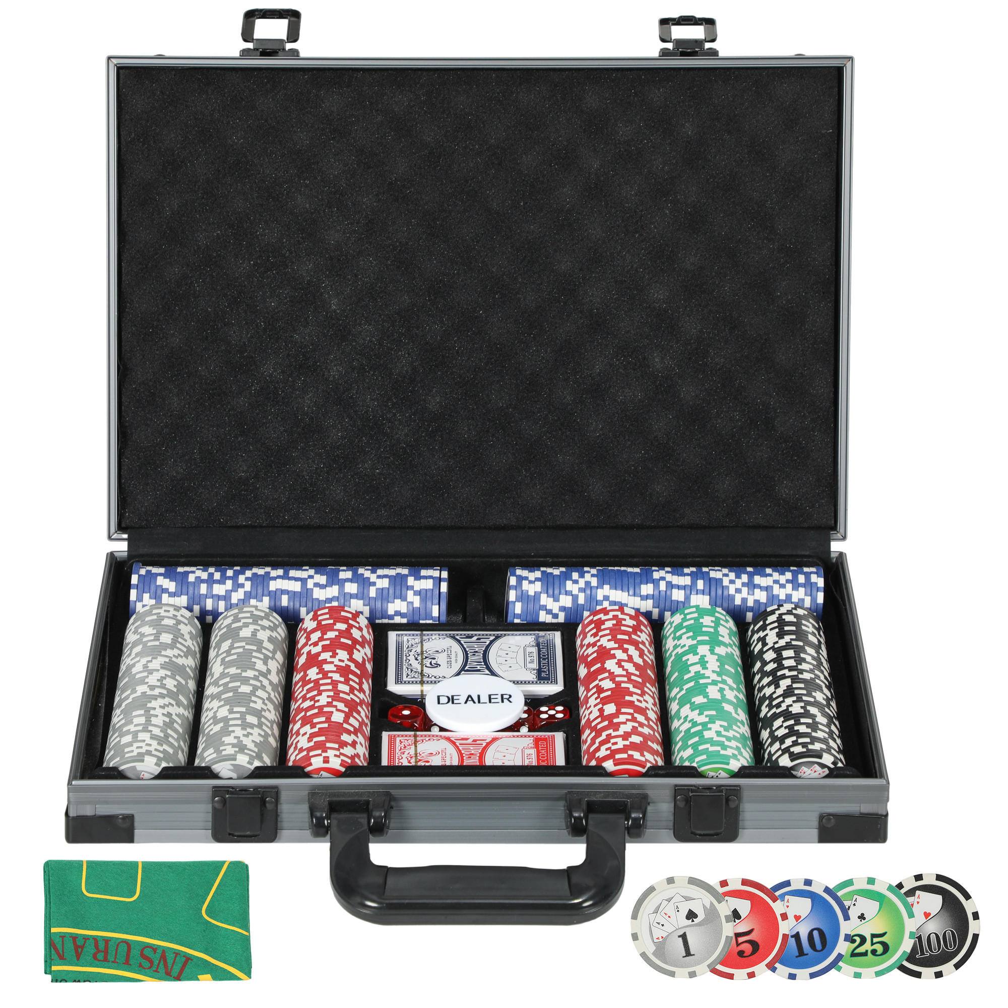 POKERKASETTE DE-18667 400 Jetons, inkl. Tischauflage - Grau, Kunststoff (28/39.5cm) - ComfortXL