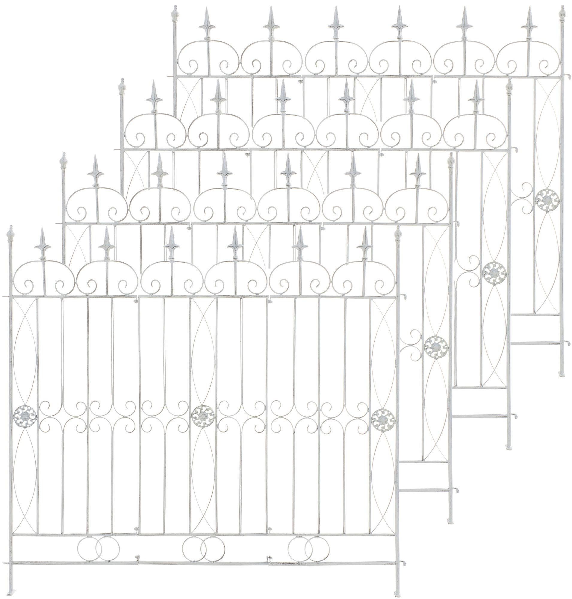 GARTENZAUN 4 Metall Antik Weiß - Weiß/Grau, Metall (124/116cm) - CLP