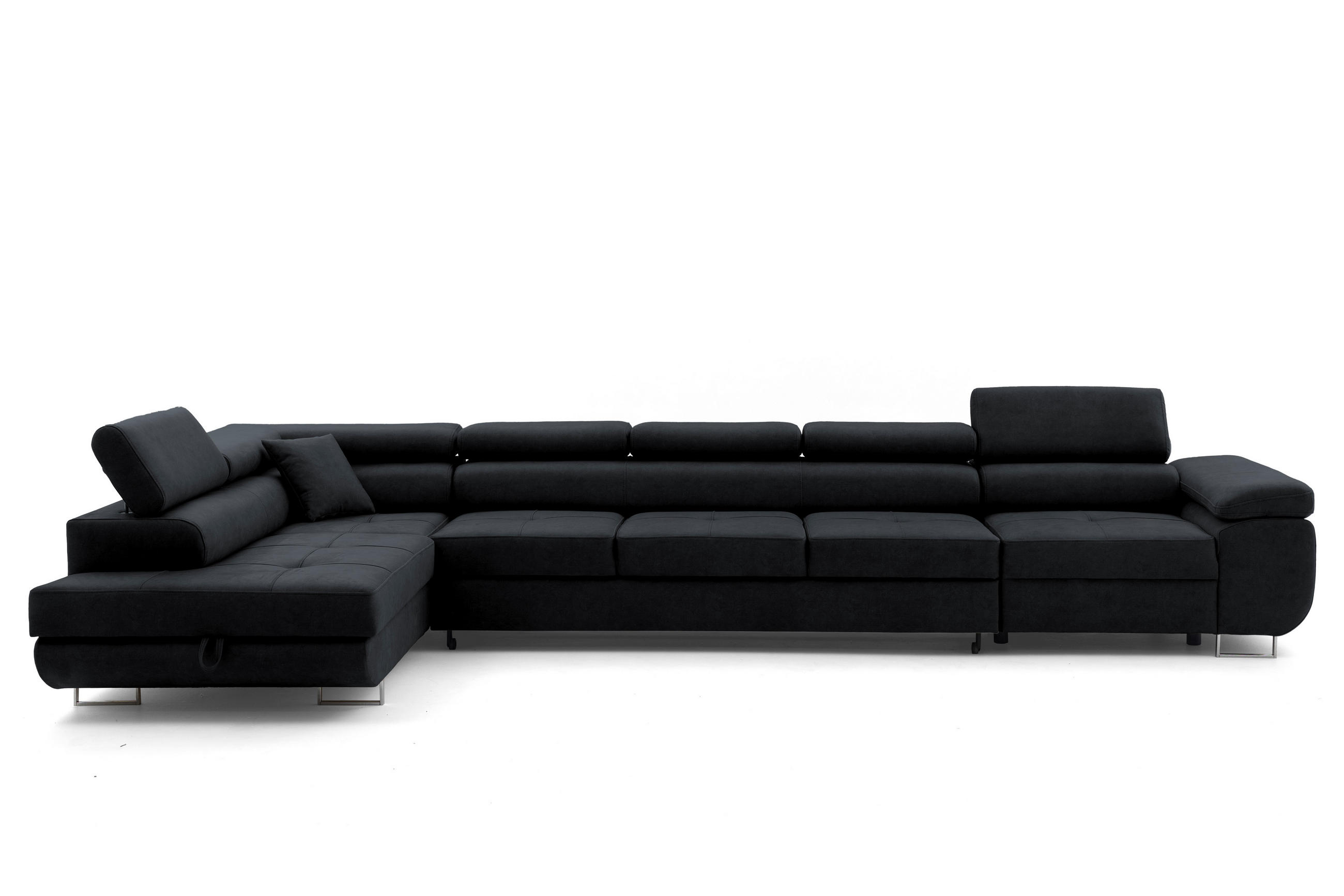 ECKSOFA WILD XXL Links mit Schlaffunktion 125x240 Velours Graphit - Silberfarben/Graphitfarben, Holz/Textil (400/200cm) - Muffo