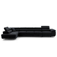 ECKSOFA WILD XXL Links mit Schlaffunktion 125x240 Velours Graphit - Silberfarben/Graphitfarben, Holz/Textil (400/200cm) - Muffo