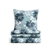 BETTWÄSCHE-GARNITUR Biber Floral petrol, 135x200 cm + 80x80 cm - Petrol, Textil (135/200cm) - Castell