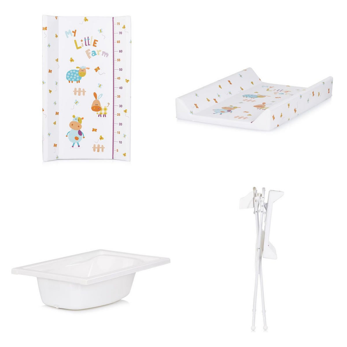 BABYWANNE Wickeltisch Aqua bunt Aqua Zubehörfach klappbar Ständer Stopfen - Multicolor, Kunststoff (61/80cm) - Chipolino