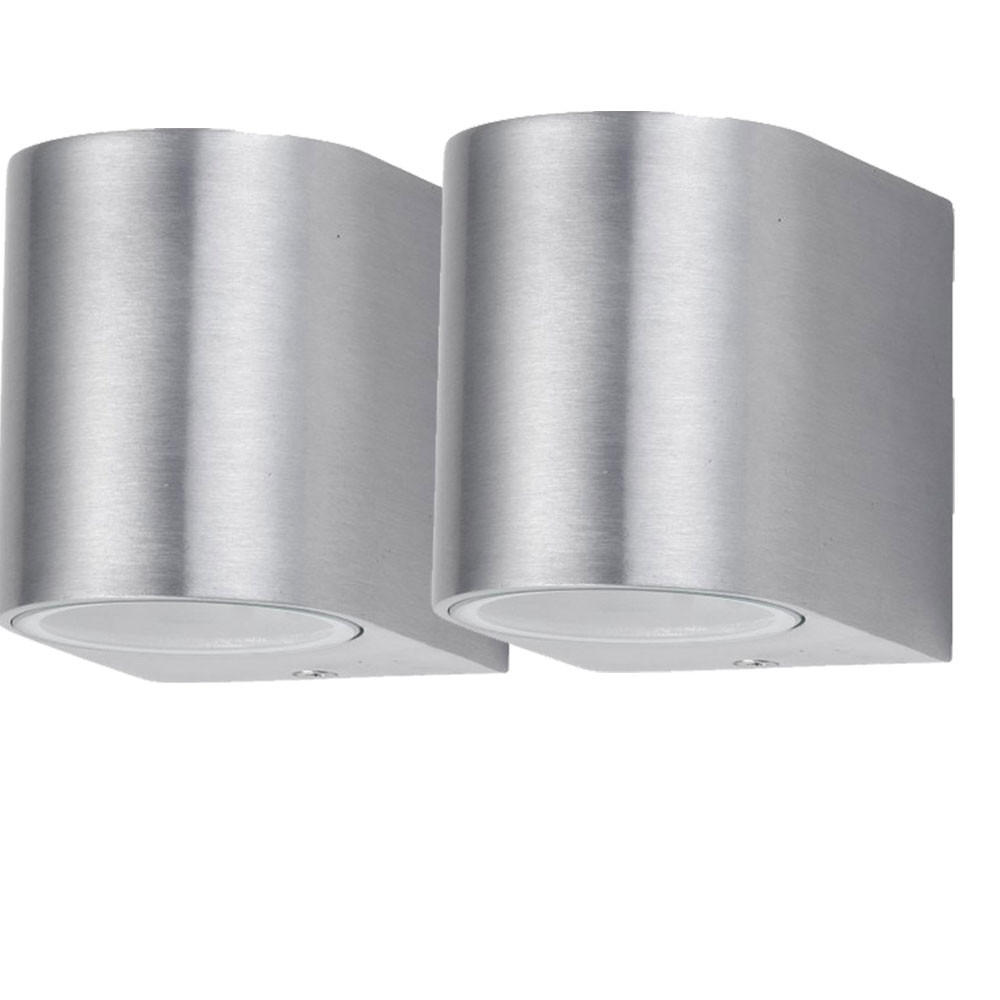 LED AUSSEN-WANDLEUCHTE Aluminium Silber 2er Set - Silberfarben, Glas (7/8/9.4cm)