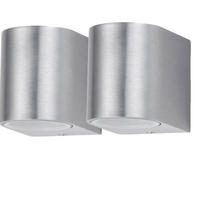 LED AUSSEN-WANDLEUCHTE Silber gebürstet 2er Set - Silberfarben, Glas (7/8/9.4cm)
