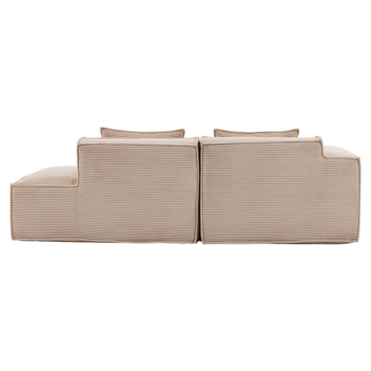 ECKSOFA 233/129/70 cm Khaki mit zwei Kissen und Federtasche - Sandfarben, Textil (235/129cm) - Oxeza