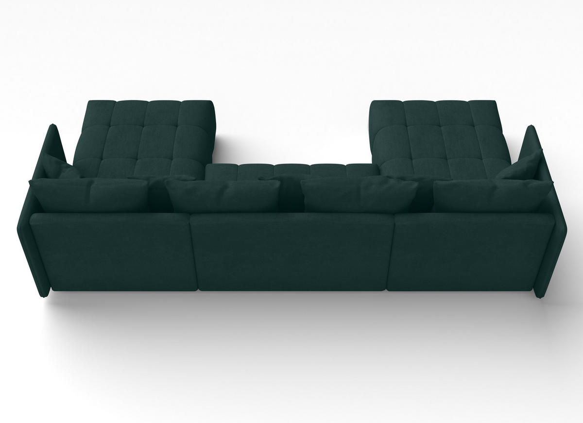 WOHNLANDSCHAFT Veliro U Grün 353/180/83 cm mit Schlaffunktion und Bettkasten - Schwarz/Grün, Kunststoff/Textil (353/83/180cm) - AX Living