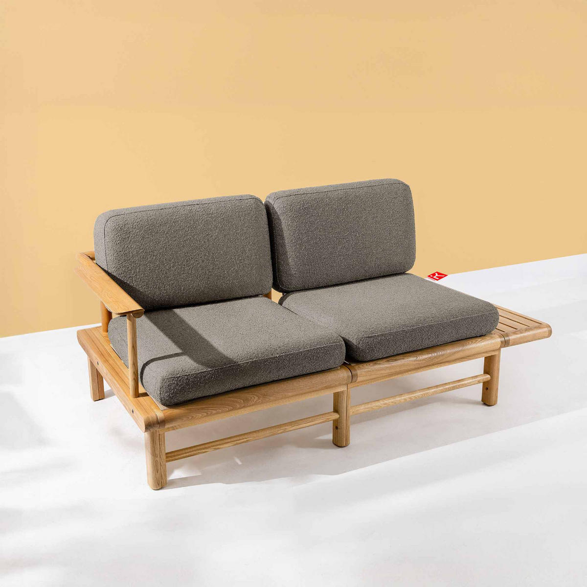 GARTENSOFA ATREDA 2-Sitzer, mit Ablage - Grau, Holz/Textil (175/74/80cm) - KONSIMO®