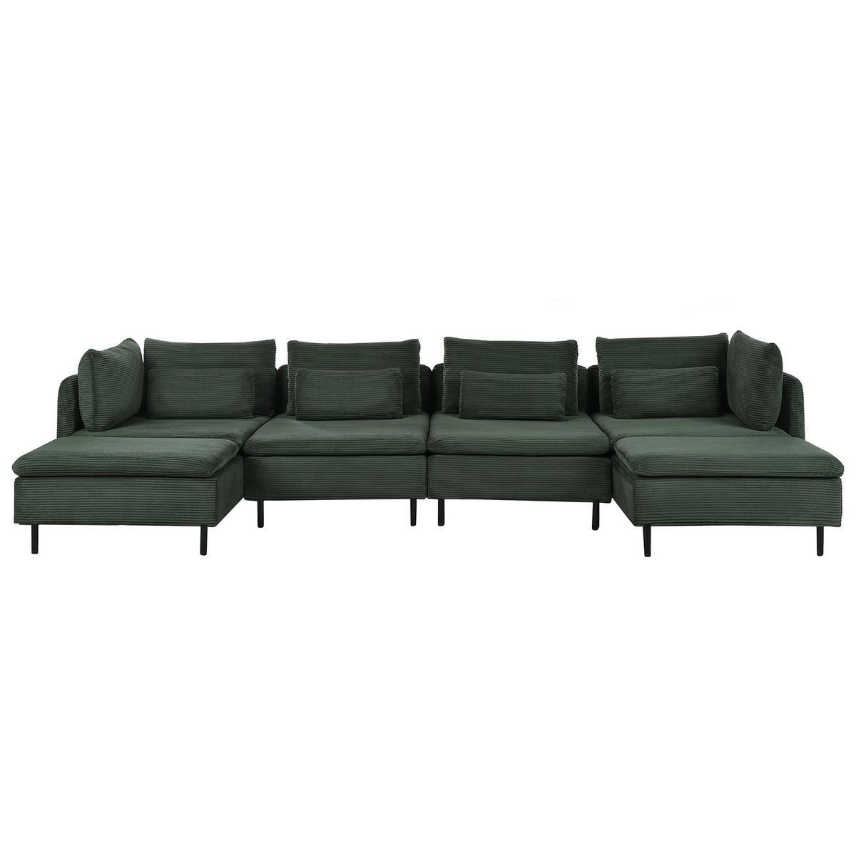 MODULÁRNÍ POHOVKA 4-místná Tvar U Tmavě zelená Manšestr Egeris - zelená barva, textil (346/80/149cm) - Beliani