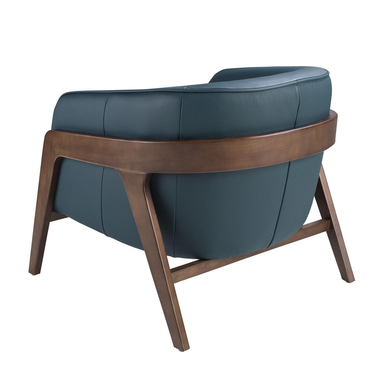 SESSEL in Petrolblau 82/87/73 cm - Walnussfarben/Petrol, Leder/Holz (82/73/87cm) - ANGEL CERDA