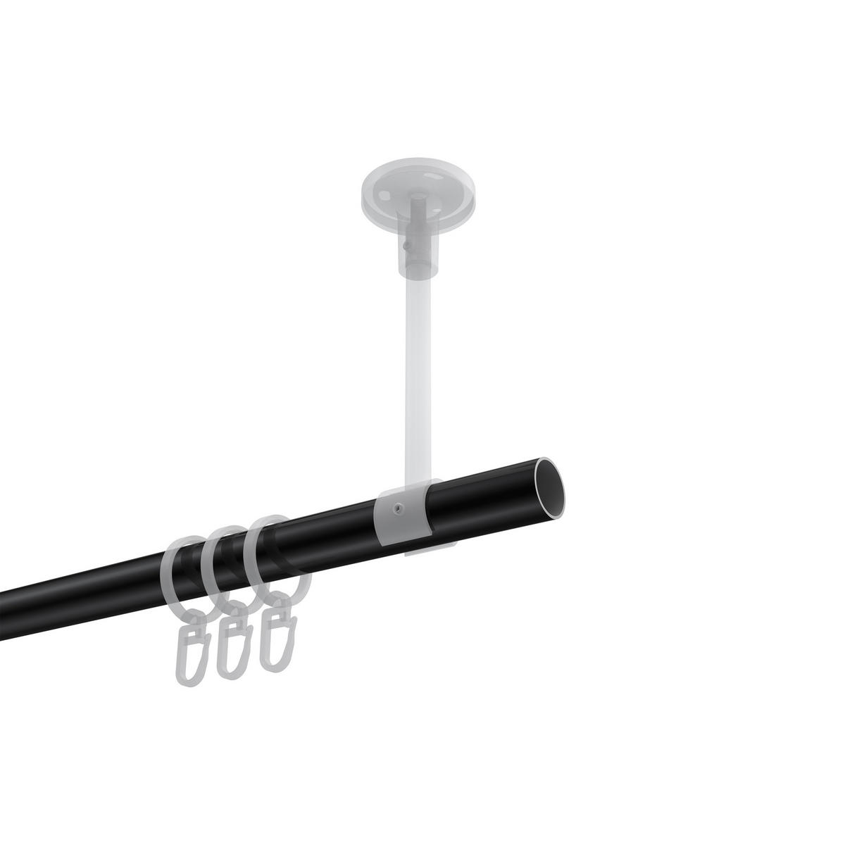 GARDINENSTANGE Sonette Savio 480 cm (geteilt in 3 x 160 cm), 1-läufig, 20 mm Ø Schwarz - Schwarz, Metall (480cm) - INTERDECO