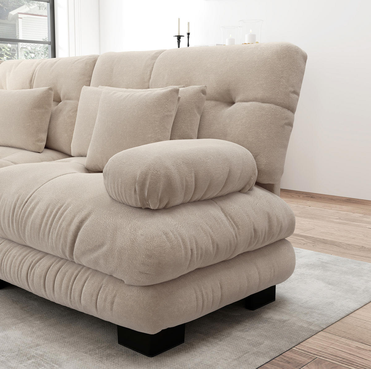 SOFA modular Chenille Light Coffee - Beige, Kunststoff (77/81/406cm) - Meubliv