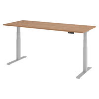 SCHREIBTISCH elektrisch XDKB 80/200/74 cm in Nussbaumfarben/Silberfarben - Silberfarben/Nussbaumfarben, Holzwerkstoff (80/200/74cm) - bümö