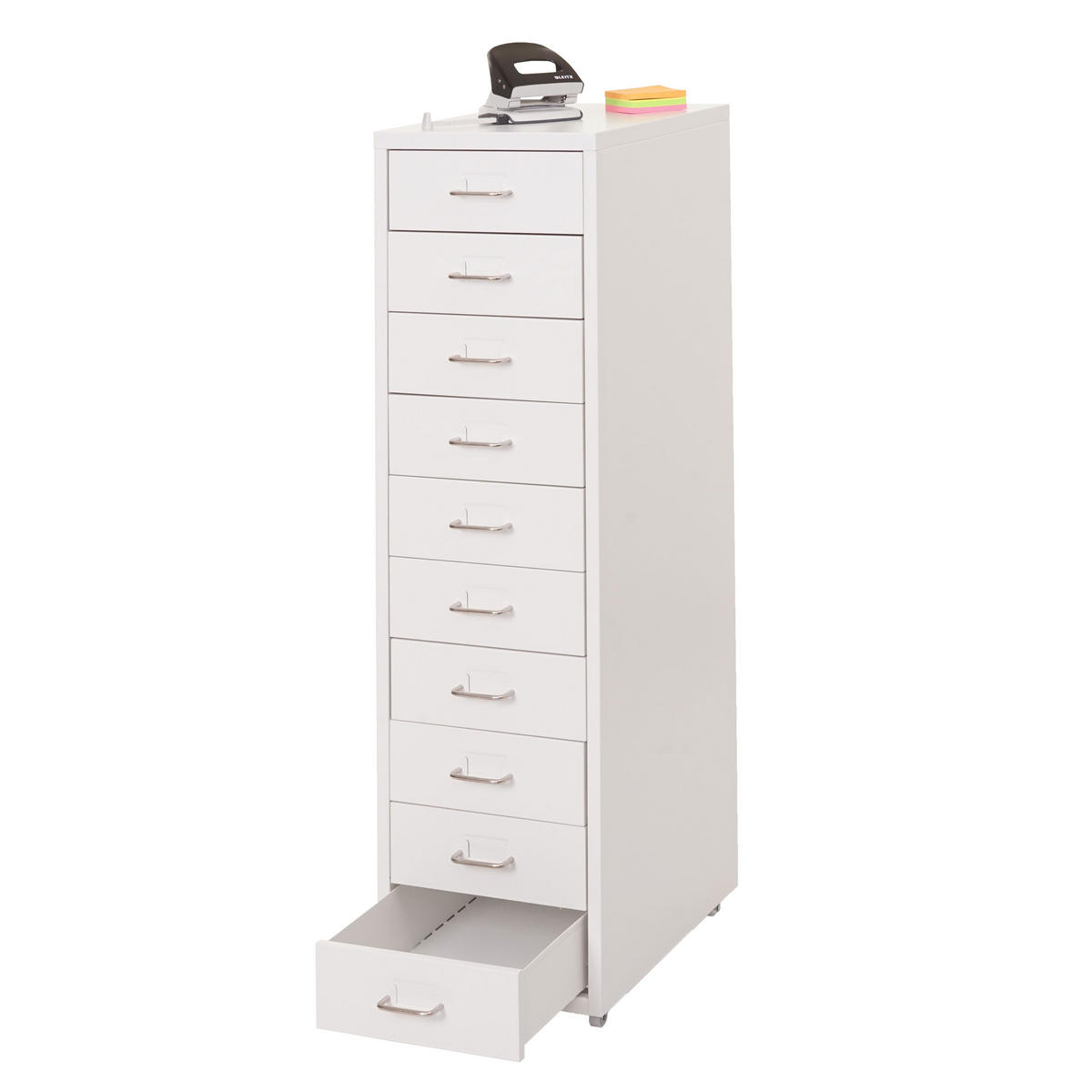 ROLLCONTAINER Housten 110x28x41cm 10 Schubladen Weiß - Weiß, Metall (28/110/41cm) - PROREGAL
