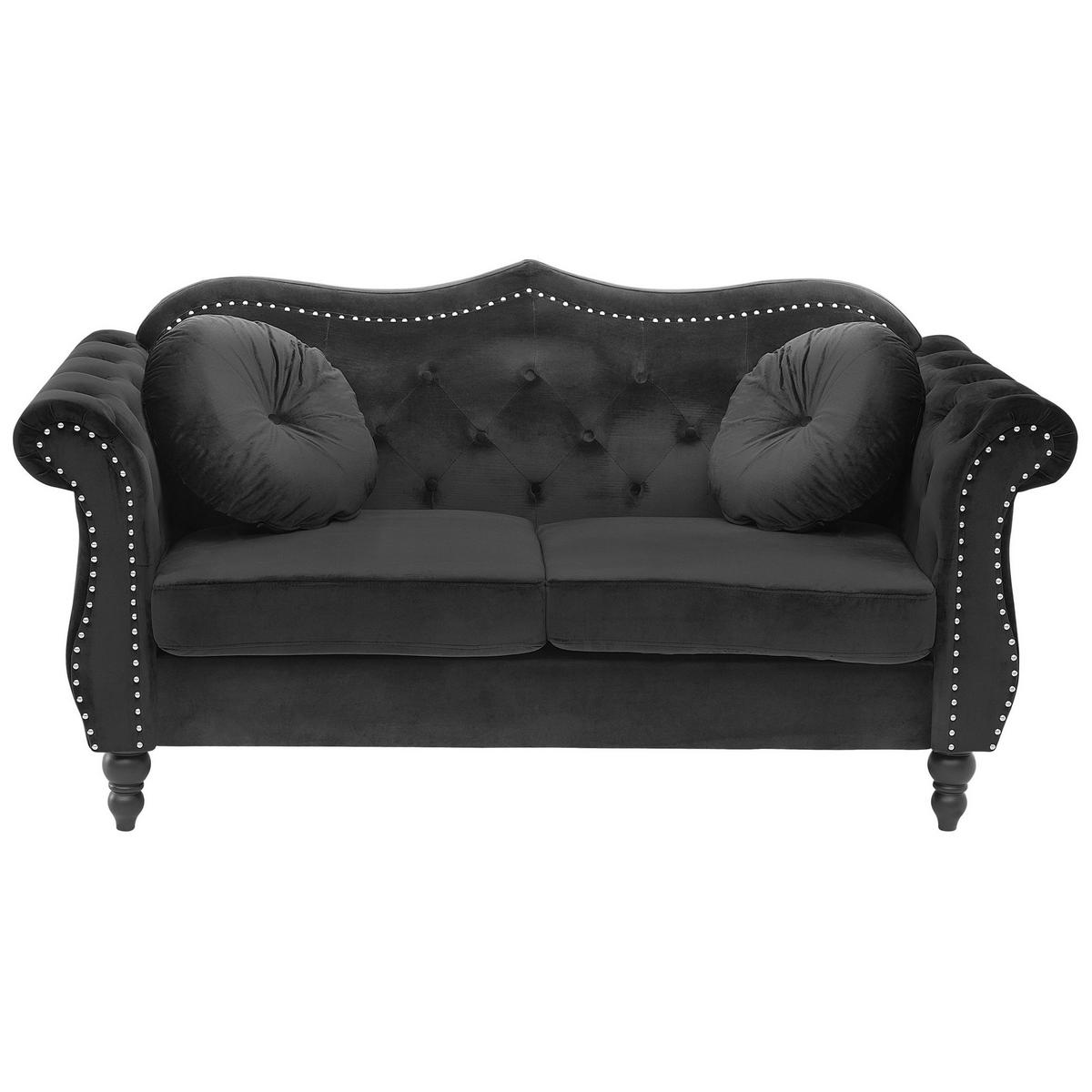 2-SITZER-SOFA Samtstoff Schwarz Skien - Schwarz, Textil (165/91/83cm) - Beliani